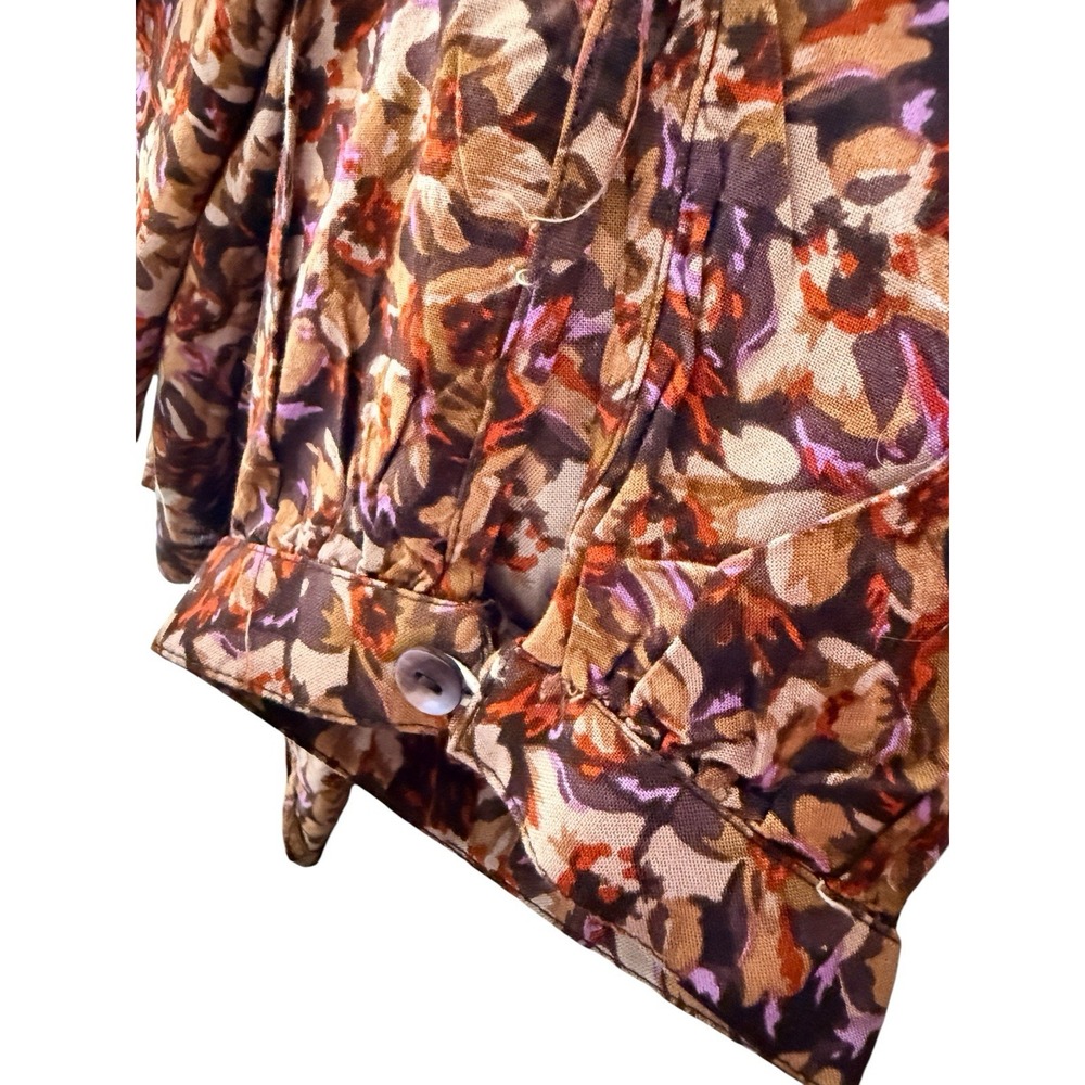 Natural Life Maxi Dress M Keyhol Brown Floral Tiered 3/4 Sleeve Boho Cottagecore - Picture 5 of 11